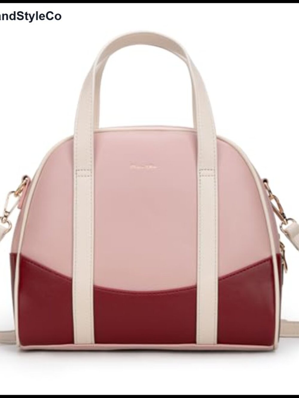 Women's Vegan Leather Medium Dome Satchel Handbag Crossbody with Detachable